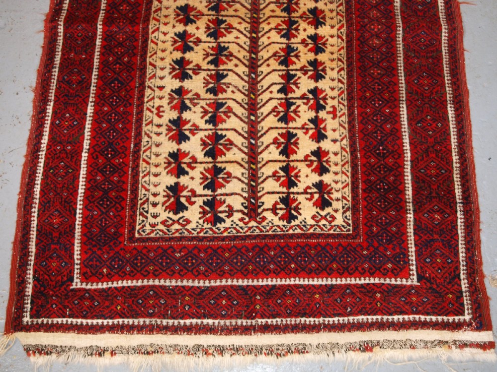 ANTIQUE BALUCH TREE OF LIFE PRAYER RUG, VERY SOFT, CIRCA 1900. View V