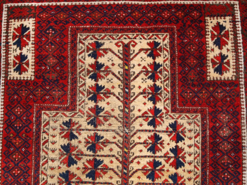 ANTIQUE BALUCH TREE OF LIFE PRAYER RUG, VERY SOFT, CIRCA 1900. View IX