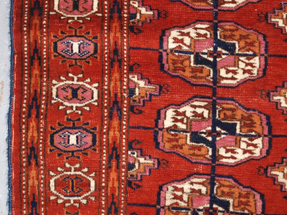 ANTIQUE TEKKE TURKMEN RUG OF SMALL SQUARE SIZE, CIRCA 1900. View VI