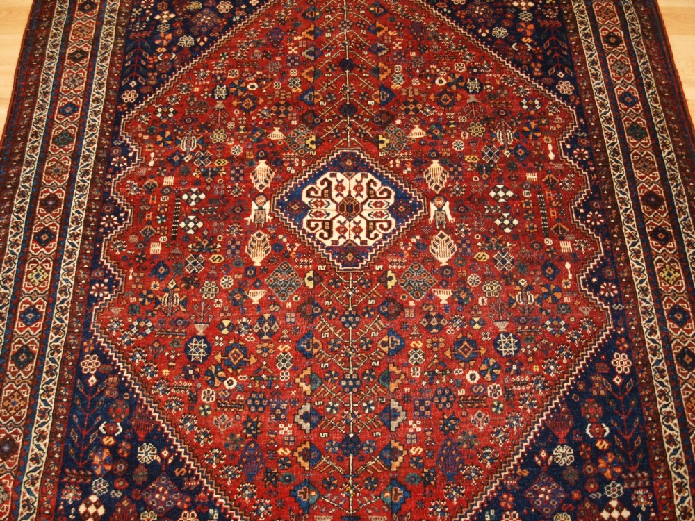 ANTIQUE ABEDEH VILLAGE RUG, TRIBAL DESIGN, SUPERB COLOUR, CIRCA 1920. View V