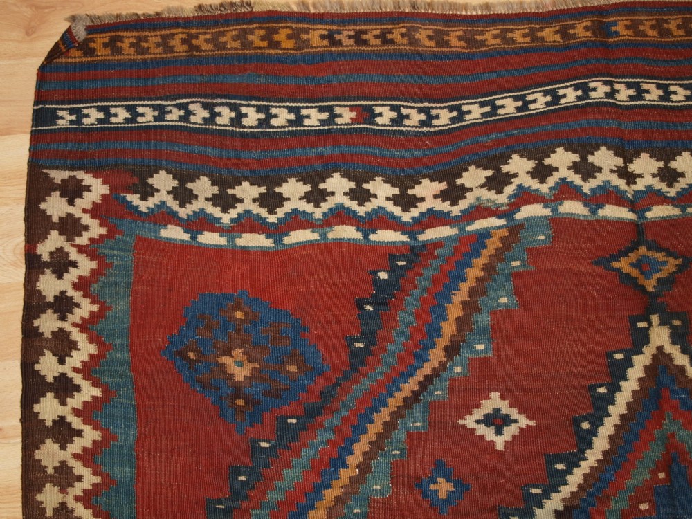 ANTIQUE TRIBAL QASHQAI KILIM, SUPERB COLOUR AND BOLD DESIGN, CIRCA 1900. View III