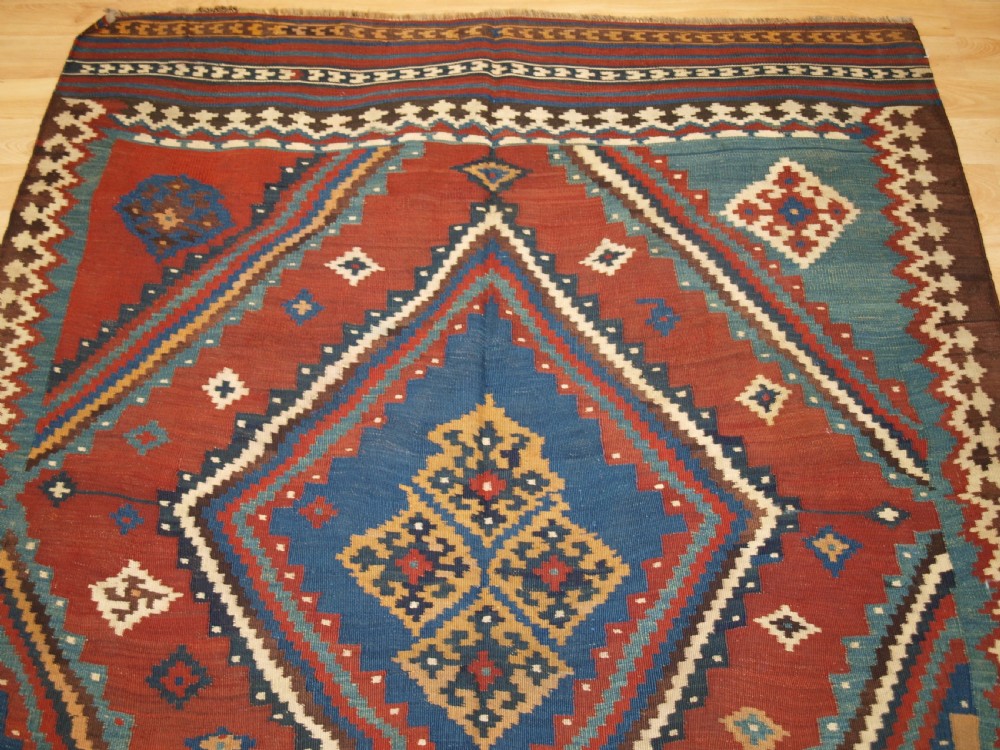 ANTIQUE TRIBAL QASHQAI KILIM, SUPERB COLOUR AND BOLD DESIGN, CIRCA 1900. View IV