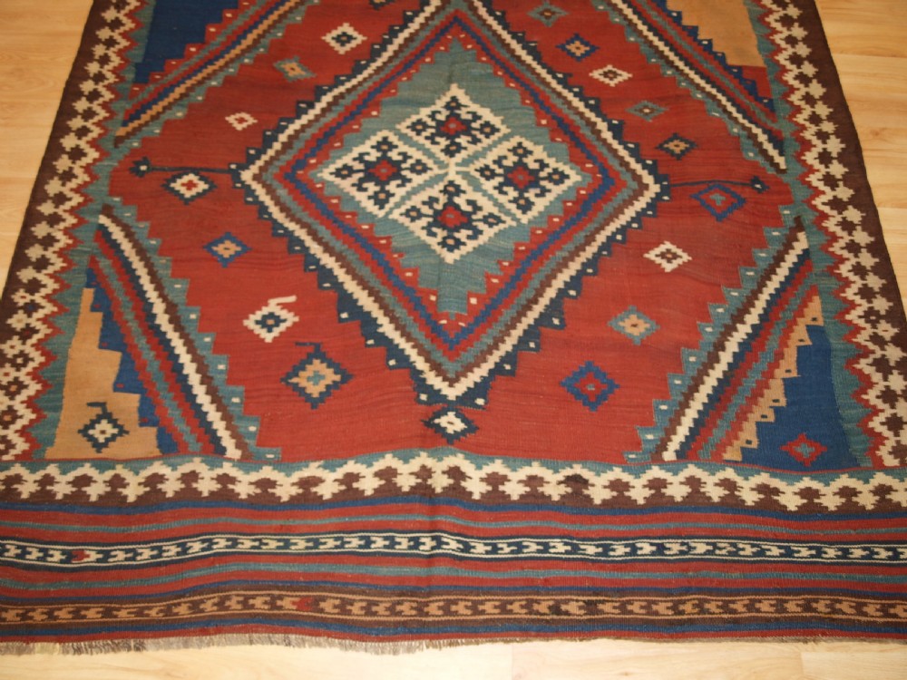 ANTIQUE TRIBAL QASHQAI KILIM, SUPERB COLOUR AND BOLD DESIGN, CIRCA 1900. View VII