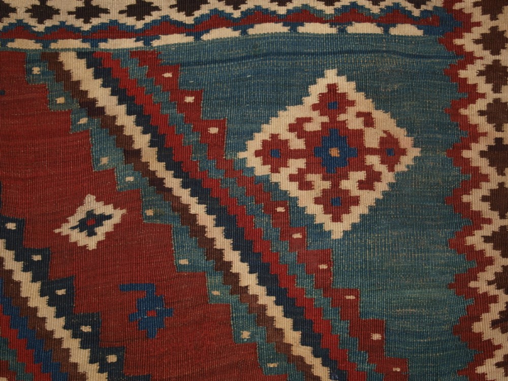 ANTIQUE TRIBAL QASHQAI KILIM, SUPERB COLOUR AND BOLD DESIGN, CIRCA 1900. View VIII