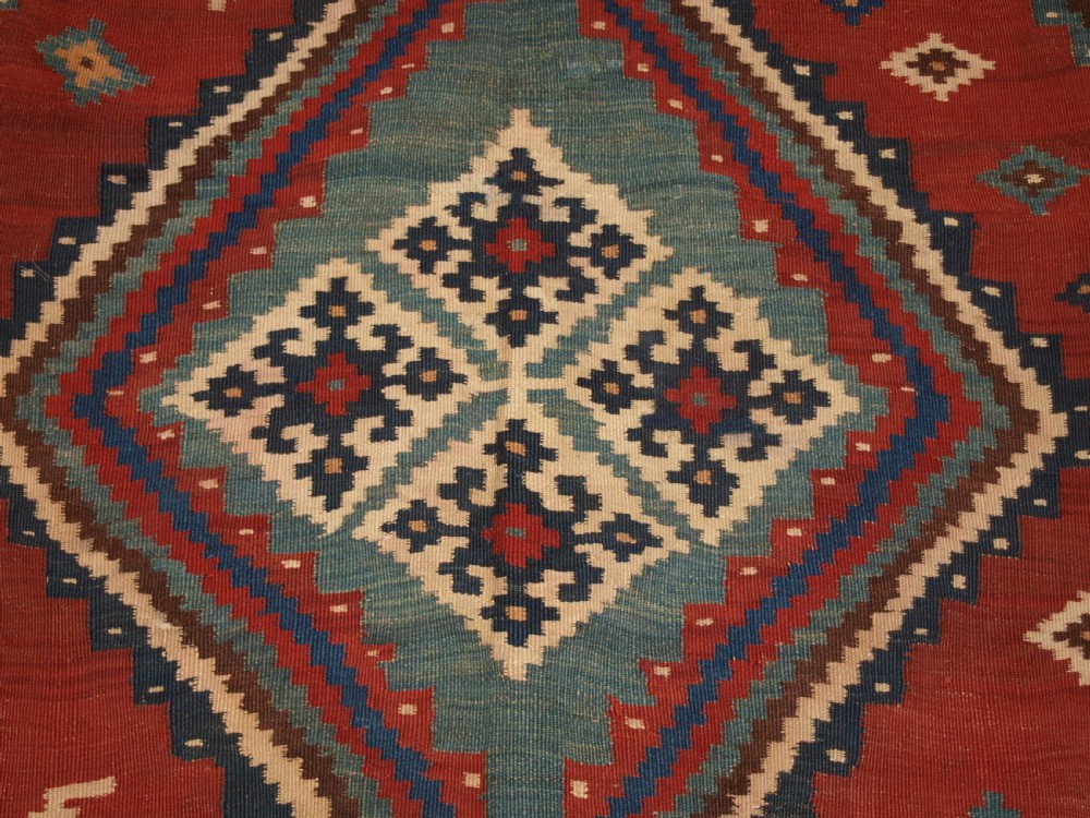 ANTIQUE TRIBAL QASHQAI KILIM, SUPERB COLOUR AND BOLD DESIGN, CIRCA 1900. View IX