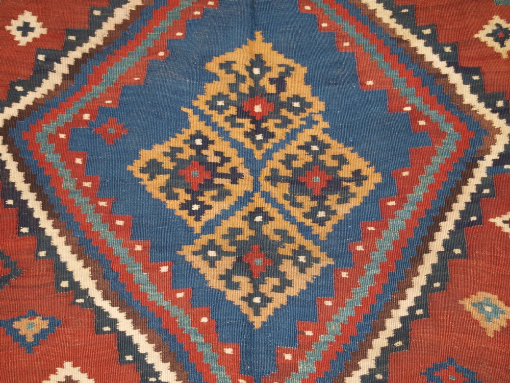 ANTIQUE TRIBAL QASHQAI KILIM, SUPERB COLOUR AND BOLD DESIGN, CIRCA 1900. View X