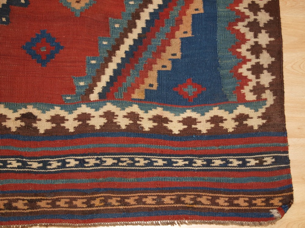 ANTIQUE TRIBAL QASHQAI KILIM, SUPERB COLOUR AND BOLD DESIGN, CIRCA 1900. View XII