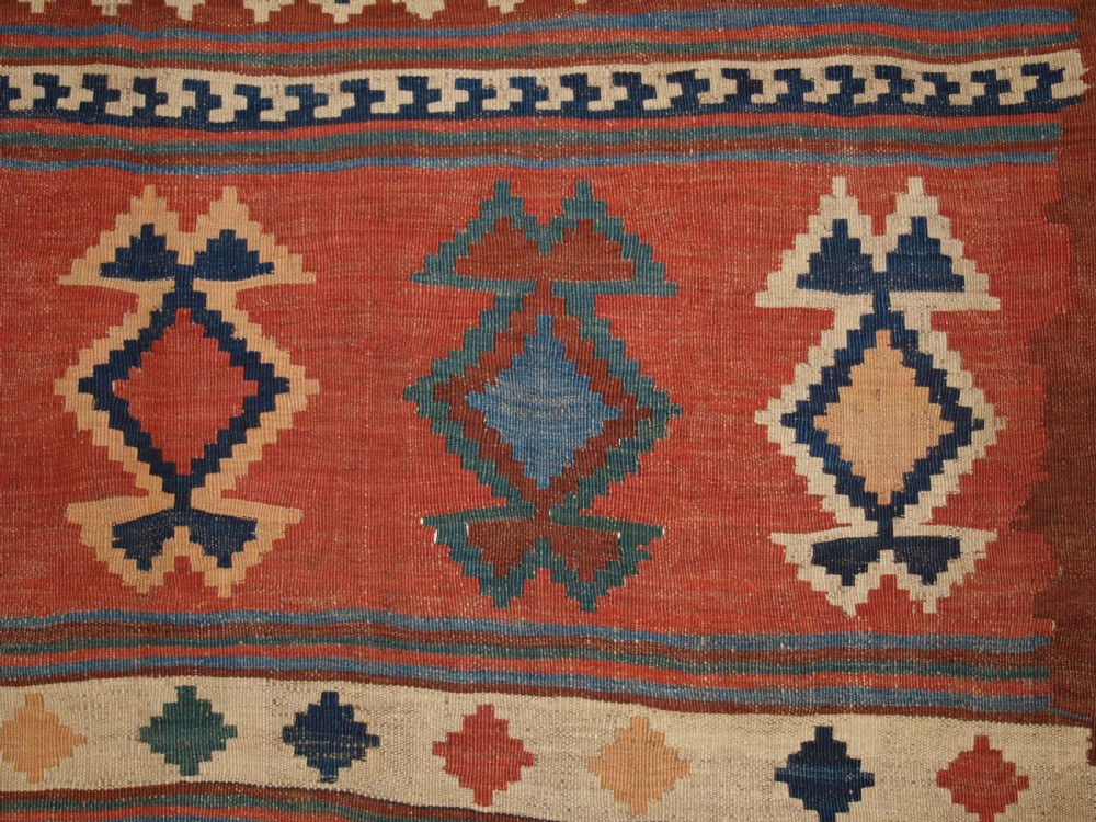 ANTIQUE QASHQAI TRIBAL KILIM WITH BANDED DESIGN, CIRCA 1900. View VII