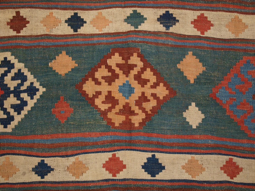 ANTIQUE QASHQAI TRIBAL KILIM WITH BANDED DESIGN, CIRCA 1900. View VIII