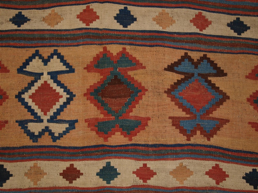 ANTIQUE QASHQAI TRIBAL KILIM WITH BANDED DESIGN, CIRCA 1900. View IX