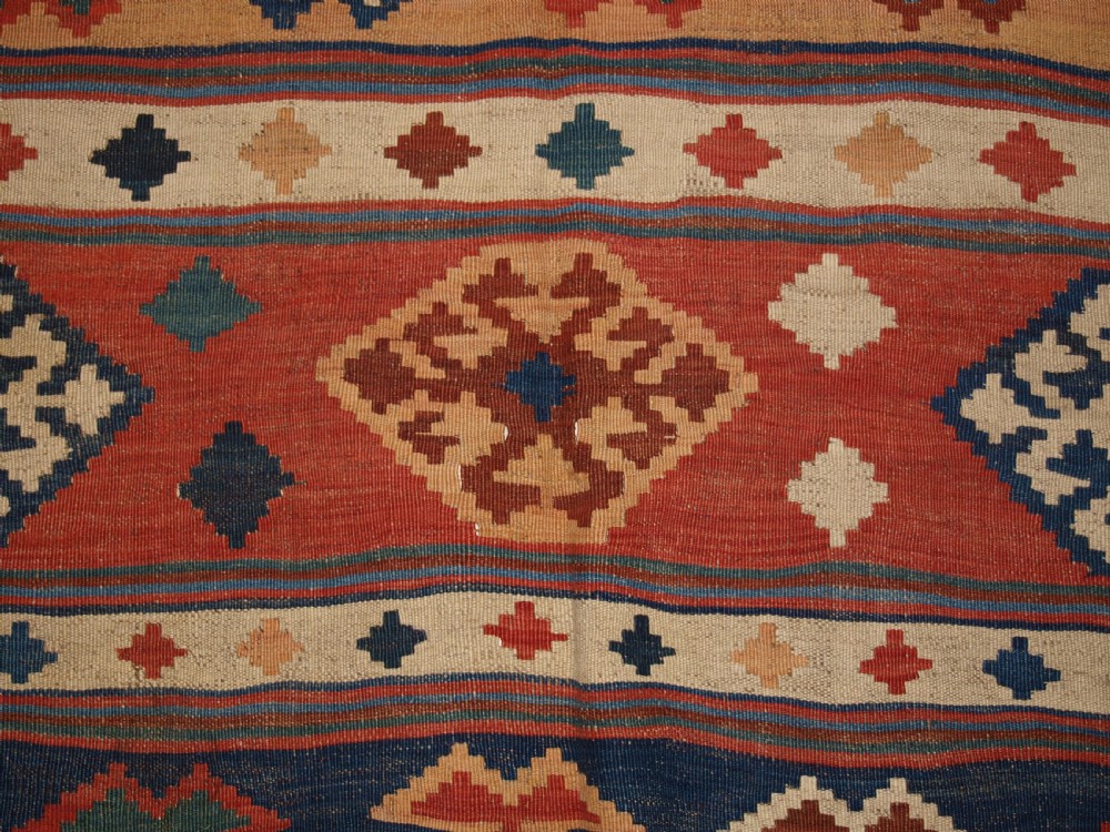 ANTIQUE QASHQAI TRIBAL KILIM WITH BANDED DESIGN, CIRCA 1900. View XI