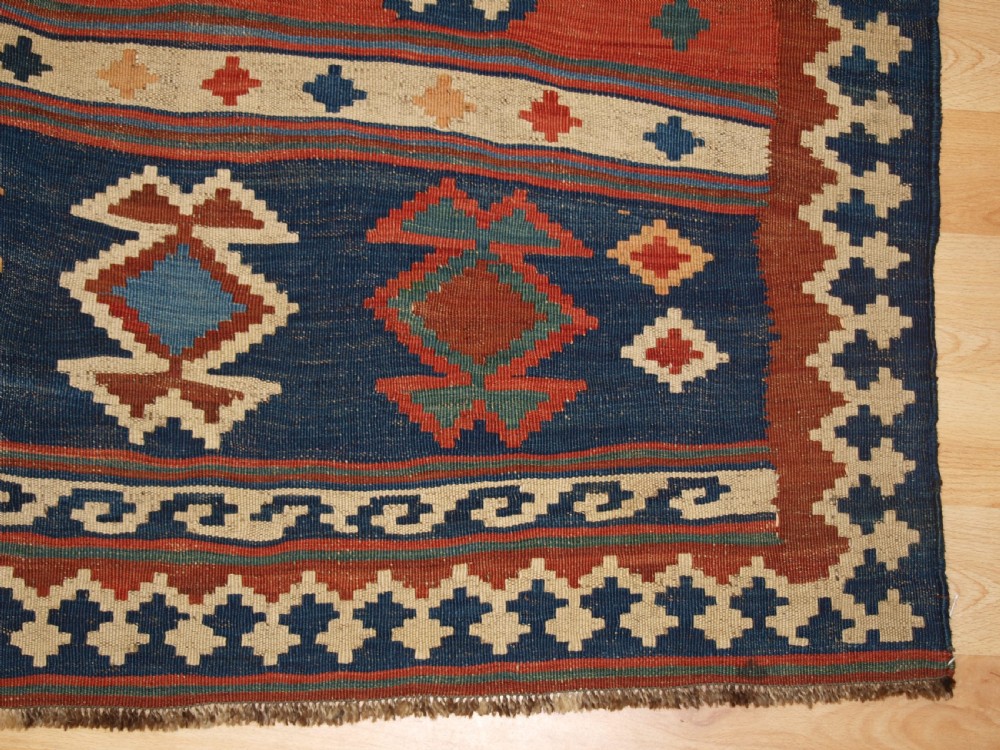 ANTIQUE QASHQAI TRIBAL KILIM WITH BANDED DESIGN, CIRCA 1900. View XII