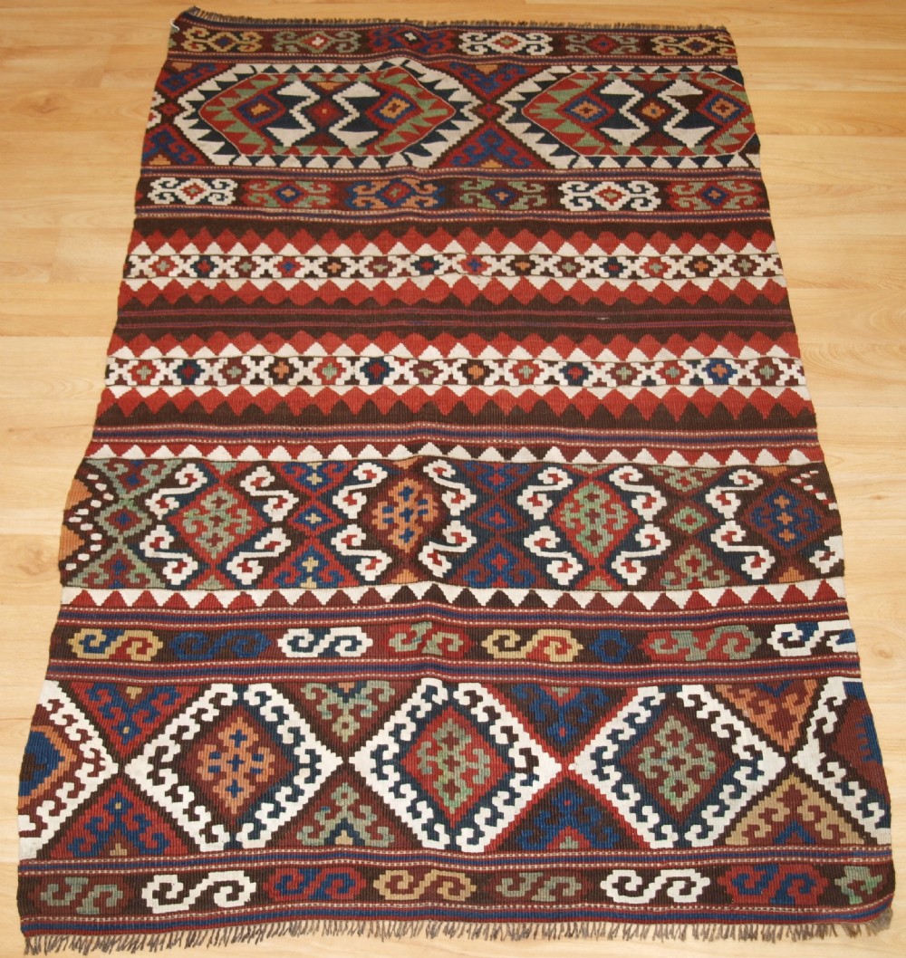 ANTIQUE ANATOLIAN MALATYA CHUVAL KILIM, SUPERB TRADITIONAL COLOUR AND DESIGN, CIRCA 1900.
