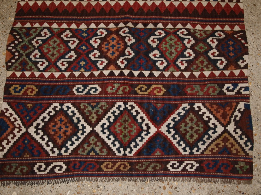 ANTIQUE ANATOLIAN MALATYA CHUVAL KILIM, SUPERB TRADITIONAL COLOUR AND DESIGN, CIRCA 1900. View V