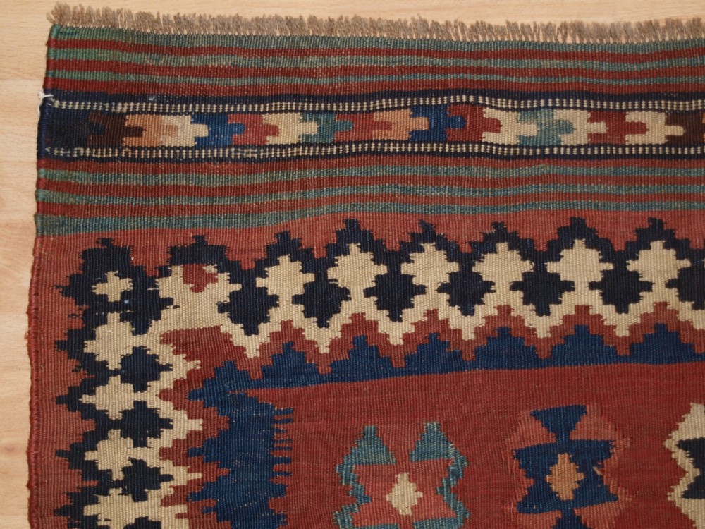 ANTIQUE TRIBAL QASHQAI KILIM SOFREH, EATING CLOTH, CIRCA 1900. View III