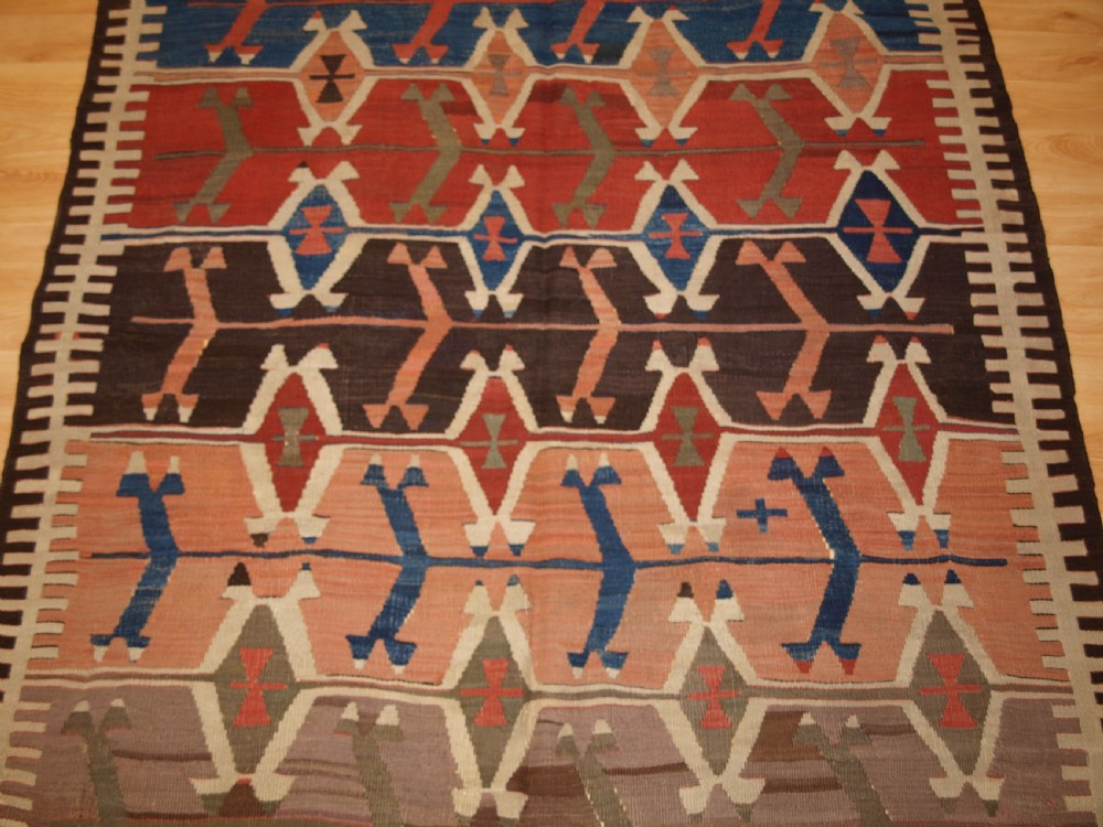 ANTIQUE TURKISH KONYA REGION KILIM, SUPERB COLOURS, CIRCA 1880. View V