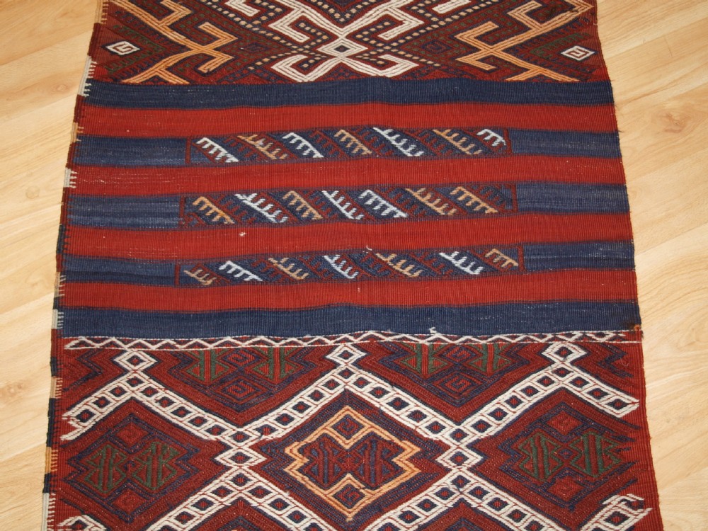 ANTIQUE TURKISH MALATYA REGION KILIM RUNNER IN CICIM TECHNIQUE, CIRCA 1920. View IV