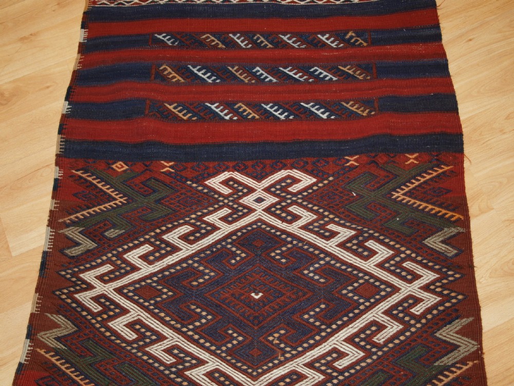 ANTIQUE TURKISH MALATYA REGION KILIM RUNNER IN CICIM TECHNIQUE, CIRCA 1920. View VI