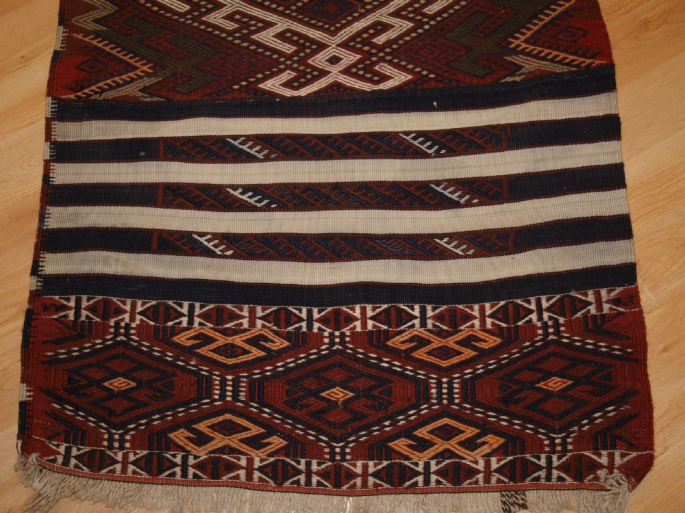 ANTIQUE TURKISH MALATYA REGION KILIM RUNNER IN CICIM TECHNIQUE, CIRCA 1920. View VIII