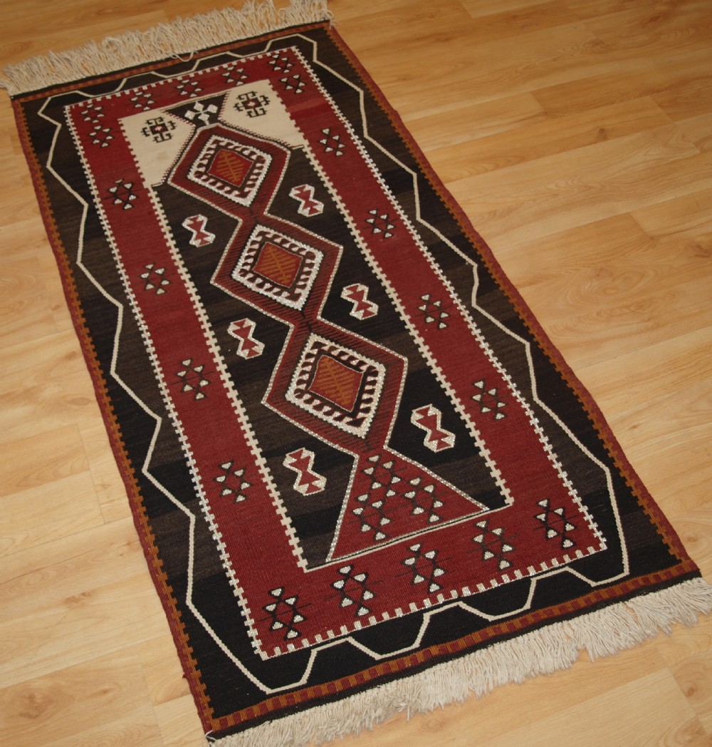 OLD TURKISH KAYSERI PRAYER KILIM WITH SILVER METAL THREAD, CIRCA 1930 View II