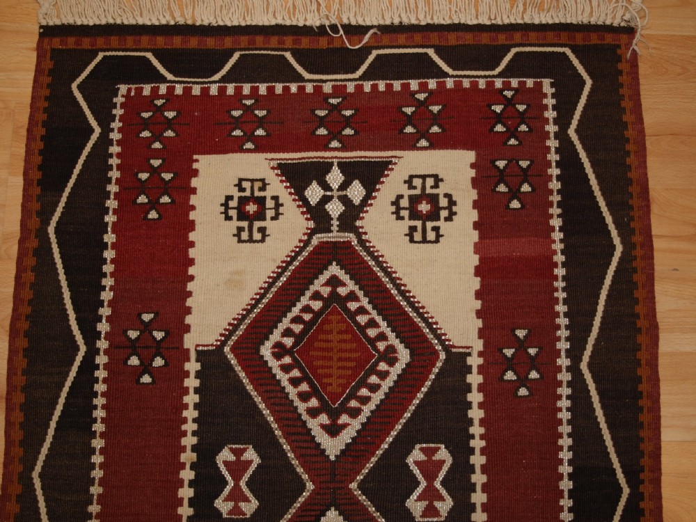 OLD TURKISH KAYSERI PRAYER KILIM WITH SILVER METAL THREAD, CIRCA 1930 View III