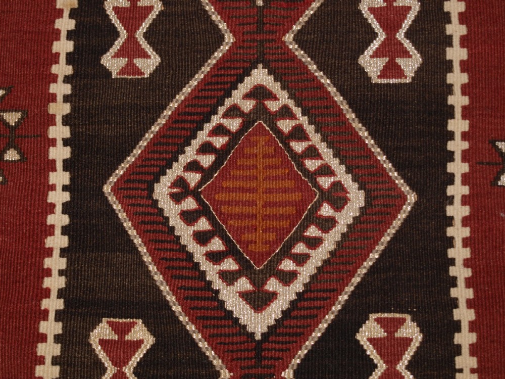OLD TURKISH KAYSERI PRAYER KILIM WITH SILVER METAL THREAD, CIRCA 1930 View VII