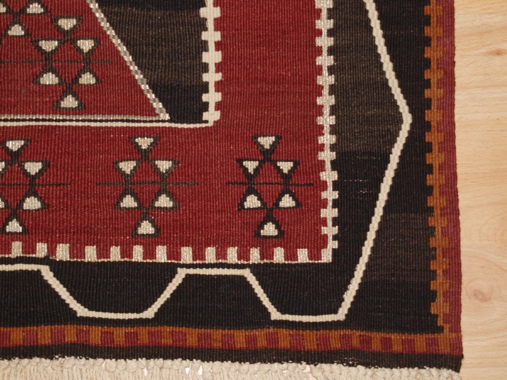OLD TURKISH KAYSERI PRAYER KILIM WITH SILVER METAL THREAD, CIRCA 1930 View IX