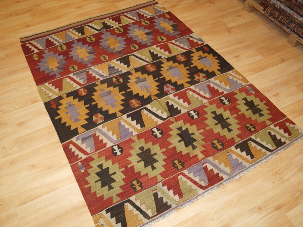 OLD TURKISH ANATOLIAN KILIM OF TRADITIONAL DESIGN, CIRCA 1930. View II