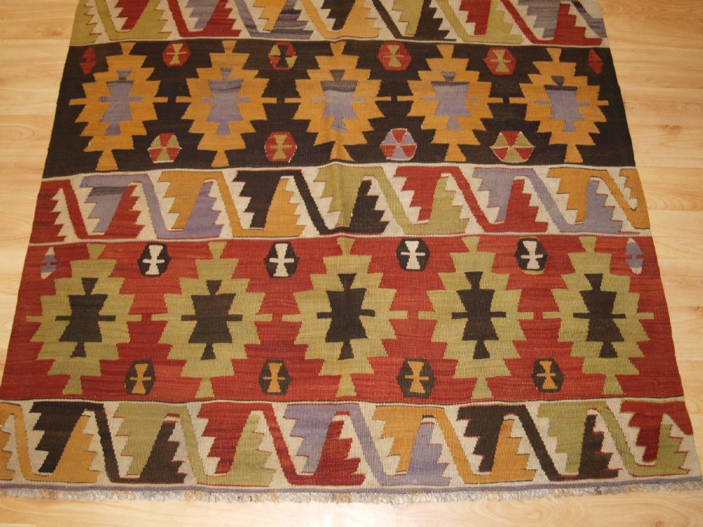 OLD TURKISH ANATOLIAN KILIM OF TRADITIONAL DESIGN, CIRCA 1930. View V