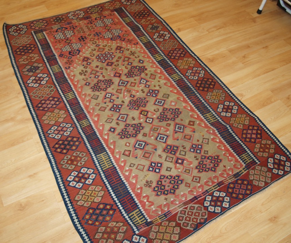 ANTIQUE TURKISH ERZURUM PRAYER KILIM, SOFT COLOURS, CIRCA 1880. View II