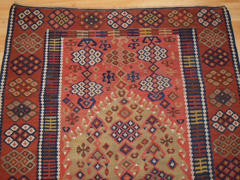 ANTIQUE TURKISH ERZURUM PRAYER KILIM, SOFT COLOURS, CIRCA 1880. View IV