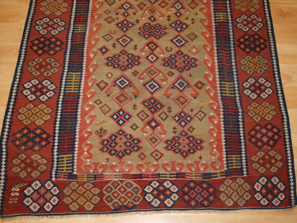 ANTIQUE TURKISH ERZURUM PRAYER KILIM, SOFT COLOURS, CIRCA 1880. View VI