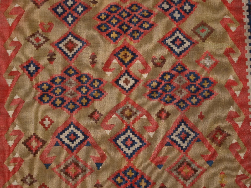 ANTIQUE TURKISH ERZURUM PRAYER KILIM, SOFT COLOURS, CIRCA 1880. View IX