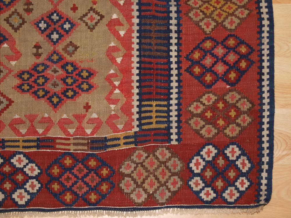 ANTIQUE TURKISH ERZURUM PRAYER KILIM, SOFT COLOURS, CIRCA 1880. View X