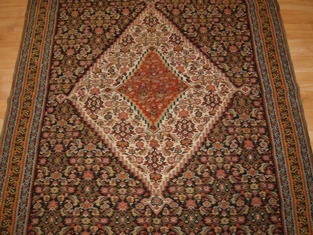 ANTIQUE SENNEH KILIM, SINGLE MEDALLION WITH HERATI, CIRCA 1900. View V