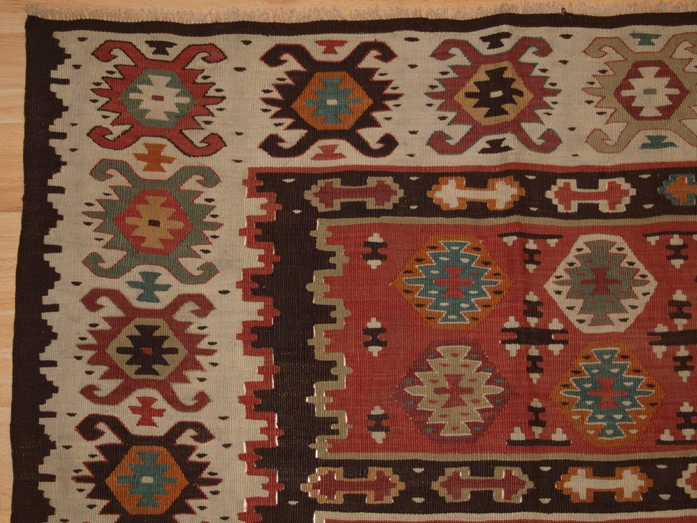 ANTIQUE SHARKOY KILIM WITH REPEAT DESIGN, EXCELLENT CONDITION, CIRCA 1920. View III