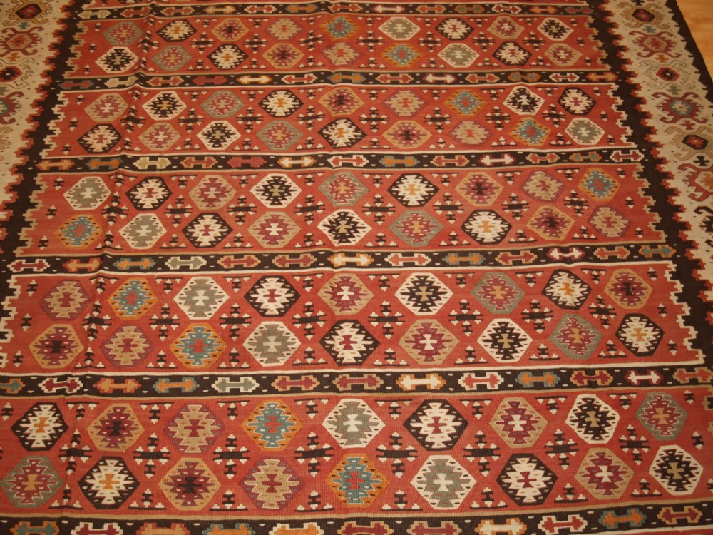 ANTIQUE SHARKOY KILIM WITH REPEAT DESIGN, EXCELLENT CONDITION, CIRCA 1920. View V