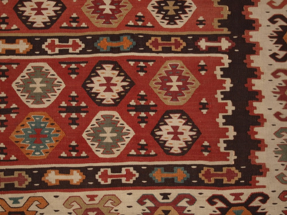 ANTIQUE SHARKOY KILIM WITH REPEAT DESIGN, EXCELLENT CONDITION, CIRCA 1920. View VIII