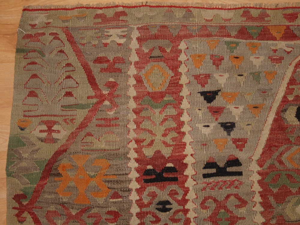 ANTIQUE TURKISH PRAYER KILIM FROM DENIZLI VILLAGE, SOFT COLOURS, CIRCA 1920. View III