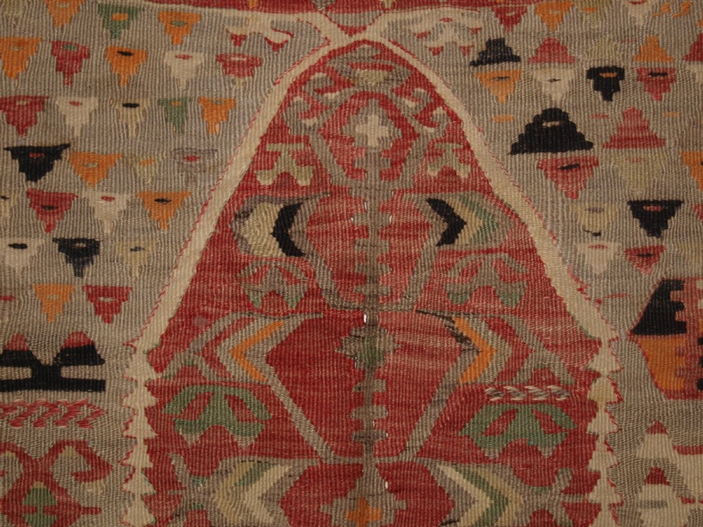 ANTIQUE TURKISH PRAYER KILIM FROM DENIZLI VILLAGE, SOFT COLOURS, CIRCA 1920. View VII