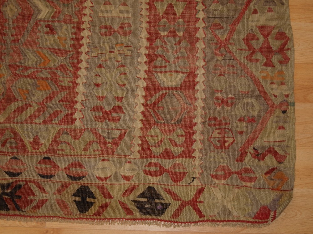 ANTIQUE TURKISH PRAYER KILIM FROM DENIZLI VILLAGE, SOFT COLOURS, CIRCA 1920. View VIII