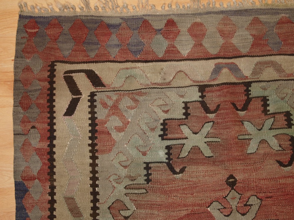 ANTIQUE TURKISH VILLAGE KILIM, SOFT PASTEL COLOURS, CIRCA 1920. View II