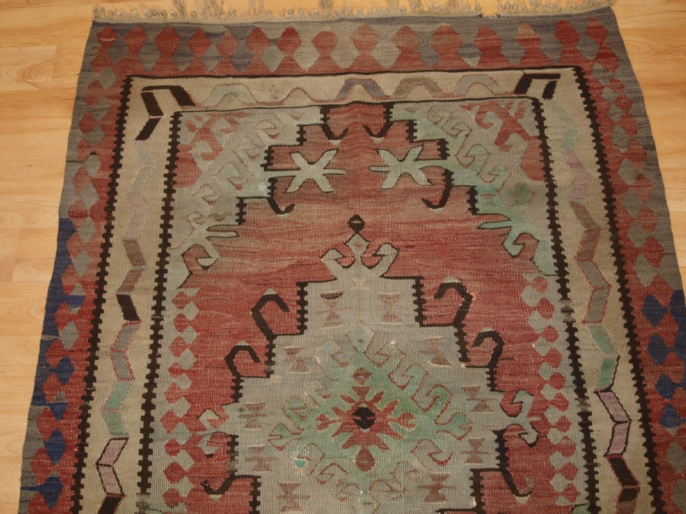 ANTIQUE TURKISH VILLAGE KILIM, SOFT PASTEL COLOURS, CIRCA 1920. View III