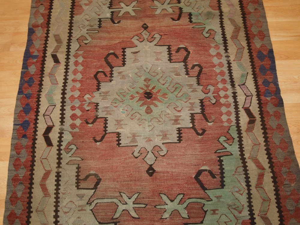 ANTIQUE TURKISH VILLAGE KILIM, SOFT PASTEL COLOURS, CIRCA 1920. View IV