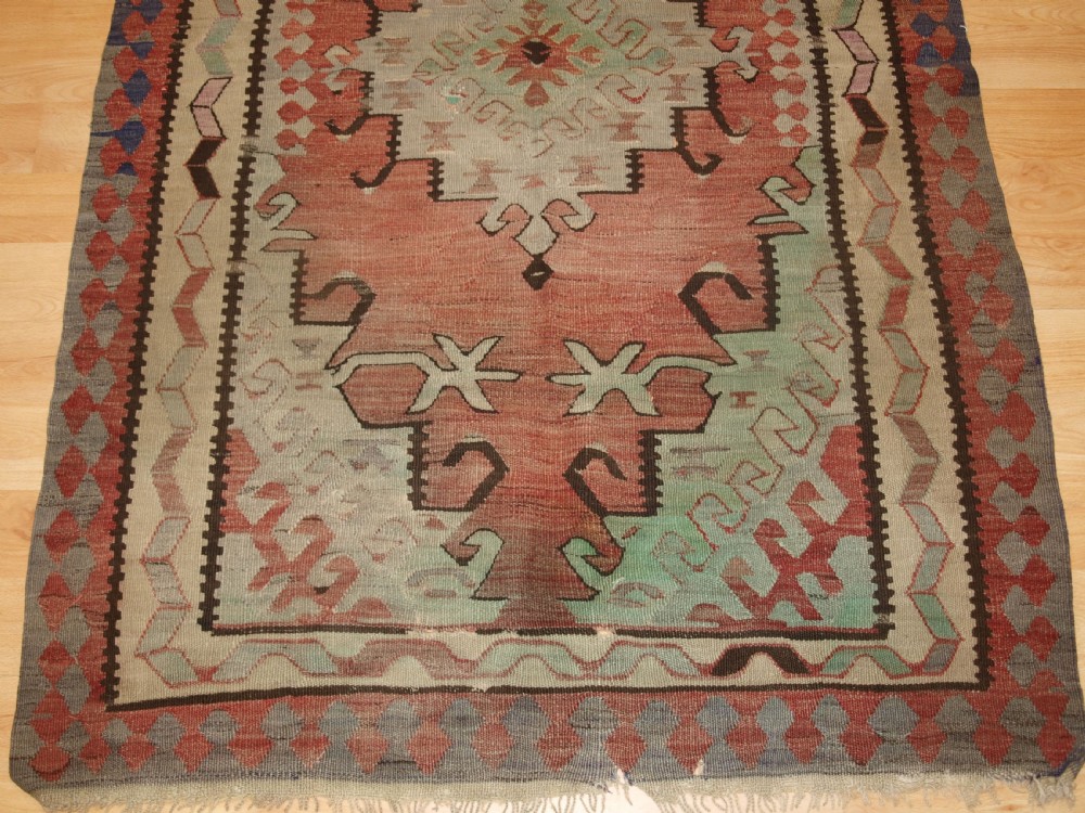 ANTIQUE TURKISH VILLAGE KILIM, SOFT PASTEL COLOURS, CIRCA 1920. View V