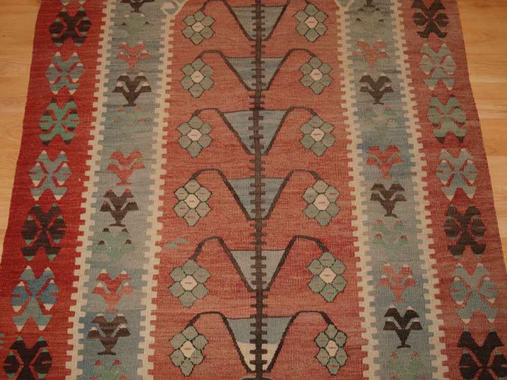 ANTIQUE TURKISH VILLAGE PRAYER KILIM WITH TREE OF LIFE DESIGN, CIRCA 1920. View V