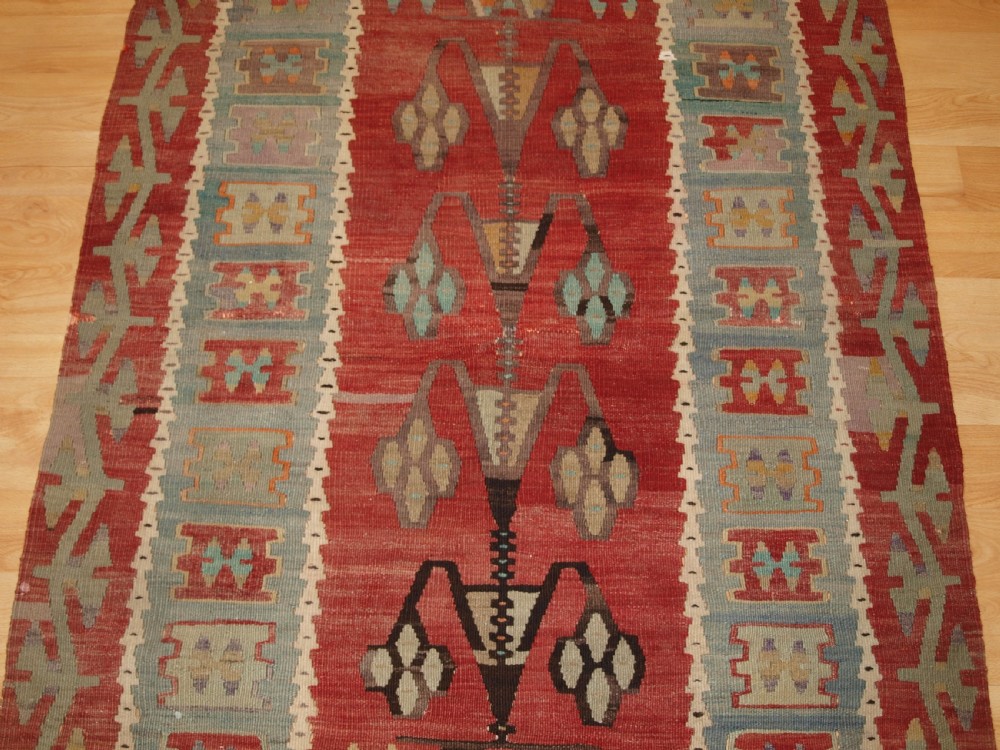 ANTIQUE TURKISH VILLAGE KILIM, FLOWERING TREE DESIGN, CIRCA 1920. View V