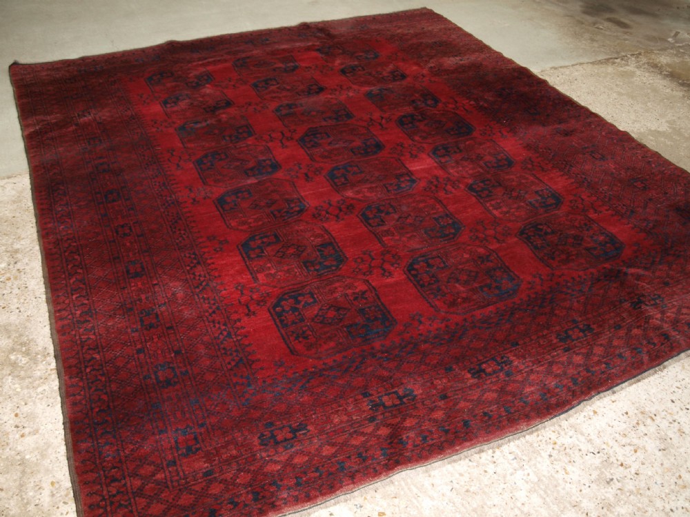 ANTIQUE AFGHAN ERSARI VILLAGE CARPET, GREAT CONDITION, CIRCA 1920.