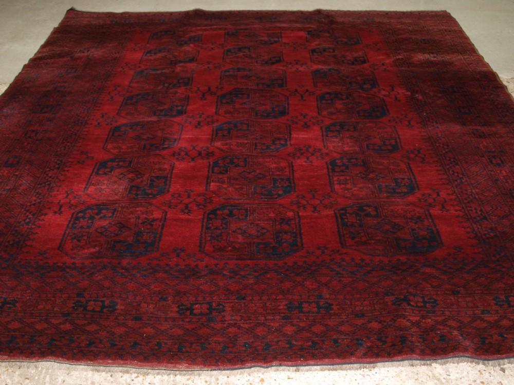 ANTIQUE AFGHAN ERSARI VILLAGE CARPET, GREAT CONDITION, CIRCA 1920. View II