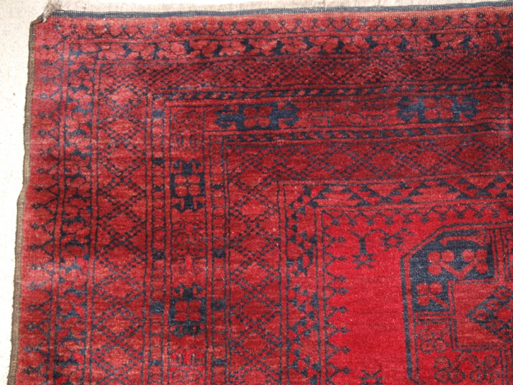 ANTIQUE AFGHAN ERSARI VILLAGE CARPET, GREAT CONDITION, CIRCA 1920. View III
